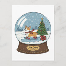 Tarjeta postal Corgi on Skates Navidades