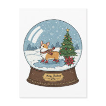 Tarjeta postal Corgi on Skates Navidades