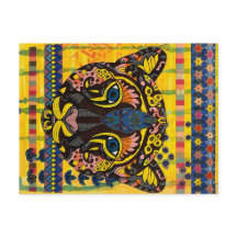 Tarjeta postal Cougar sobre fondo amarillo brillan