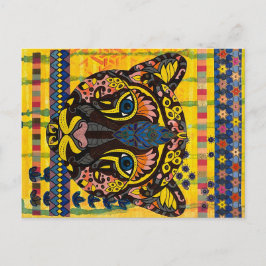 Tarjeta postal Cougar sobre fondo amarillo brillan