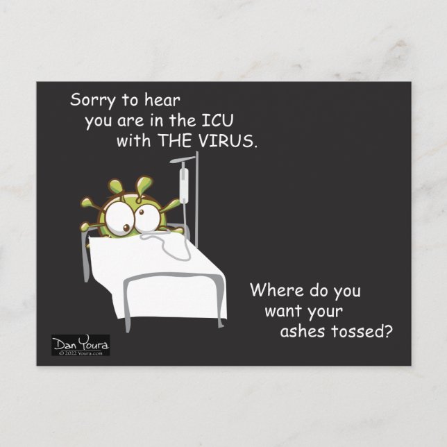 Tarjeta postal COVID #5 en la serie CORONA de Dan  (Anverso)