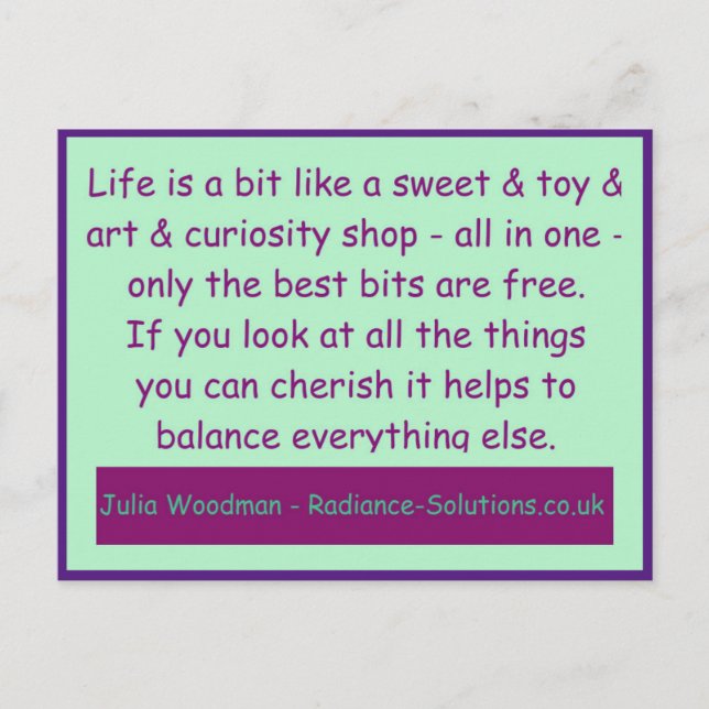 Tarjeta Postal Creativa 11 Atesora lo Gratuito Más (Anverso)