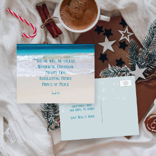 Tarjeta postal cristiana tropical de Navidad asequ