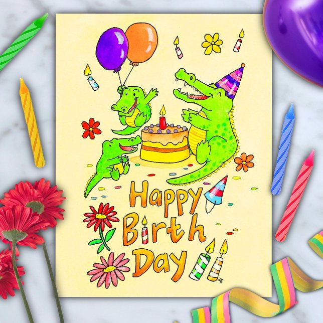 Tarjeta postal Cute Crocodile Happy Birday (Subido por el creador)