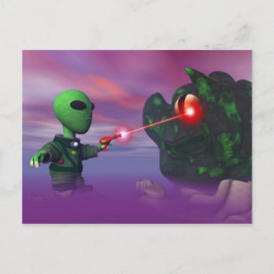 Tarjeta postal Cute lil Alien y Blob
