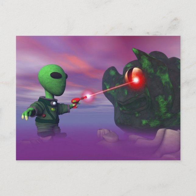 Tarjeta postal Cute lil Alien y Blob (Anverso)