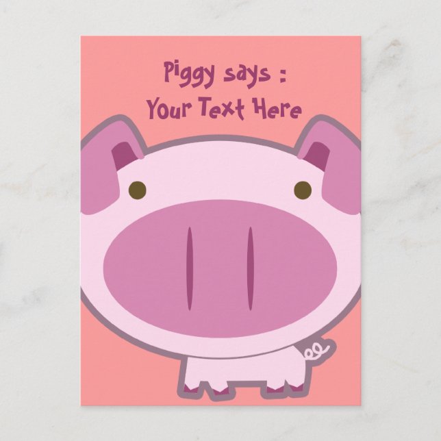 TARJETA POSTAL CUTE PINK PIGGY (Anverso)