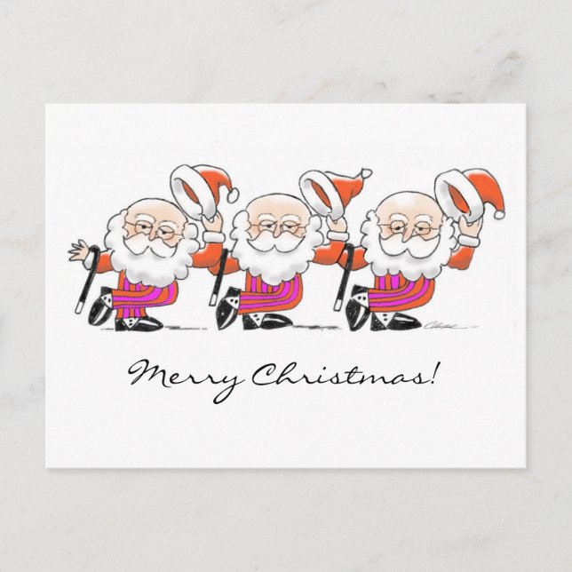 Tarjeta postal Dancing Santas (Anverso)