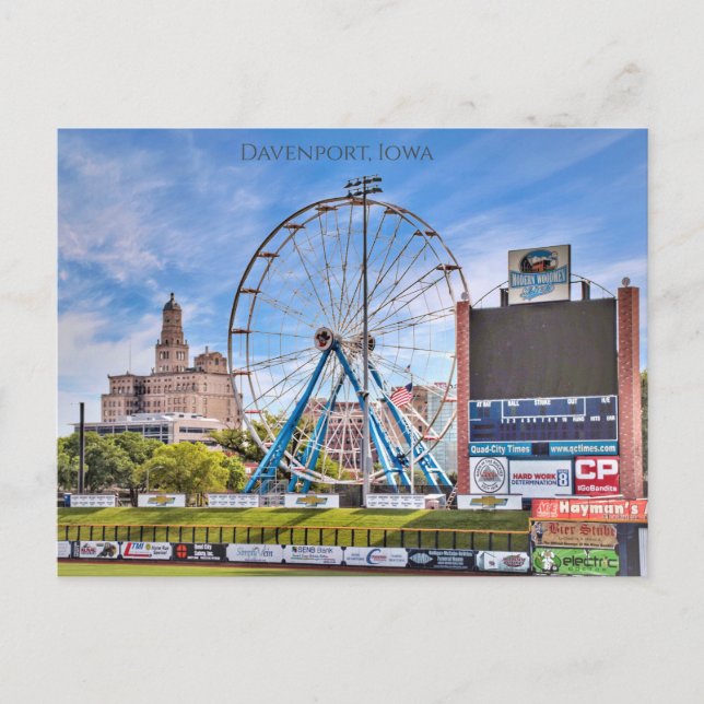 Tarjeta postal Davenport Iowa Skyline (Anverso)