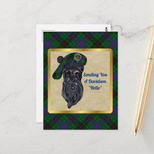 Tarjeta postal Davidson Clan Badge & Tartan