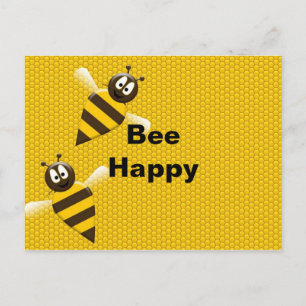 Tarjeta postal de abejorro feliz abeja