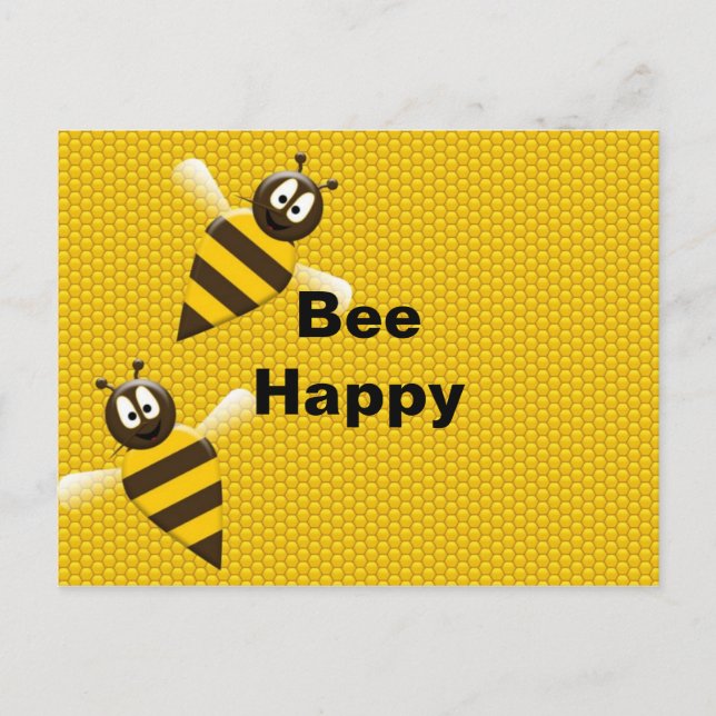 Tarjeta postal de abejorro feliz abeja (Anverso)