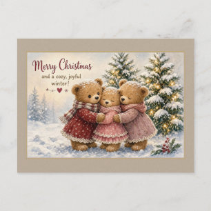 Tarjeta postal de abrazo de familia de ositos de p