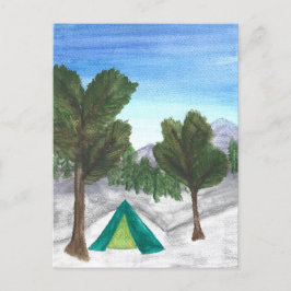 Tarjeta postal de acampar acuarela | Naturaleza |