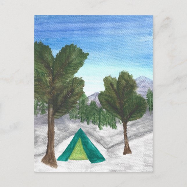 Tarjeta postal de acampar acuarela | Naturaleza |  (Anverso)