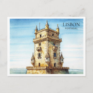 Tarjeta postal de acuarela de Alfama Lisboa Arte P