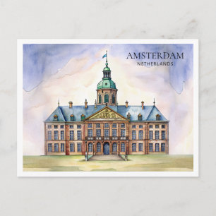 Tarjeta postal de acuarela de Ámsterdam