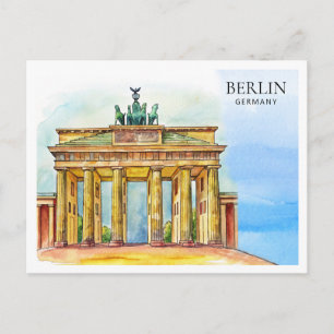 Tarjeta postal de acuarela de Berlín Alemania   Re