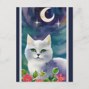 Tarjeta Postal de Acuarela de Gatito Cósmico Capri