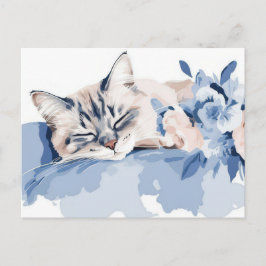 Tarjeta postal de acuarela de gato