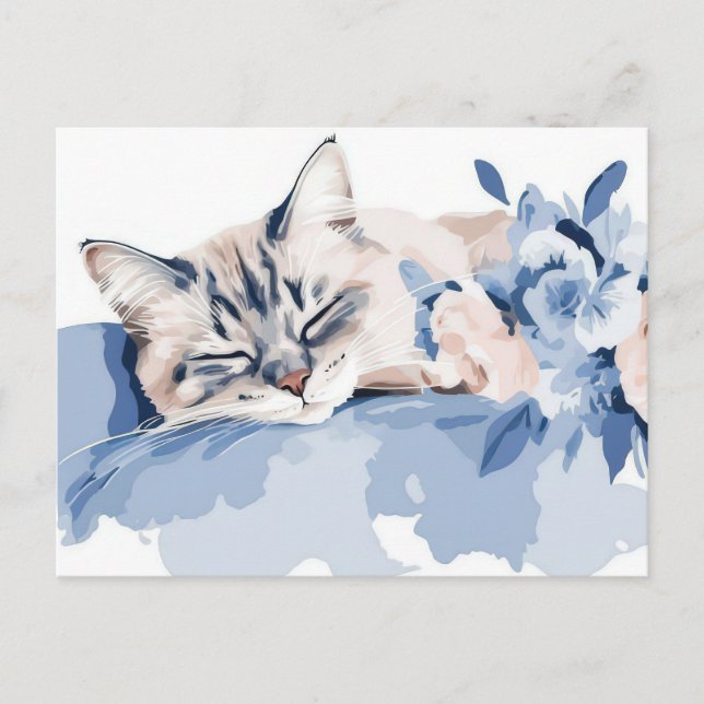 Tarjeta postal de acuarela de gato  (Anverso)