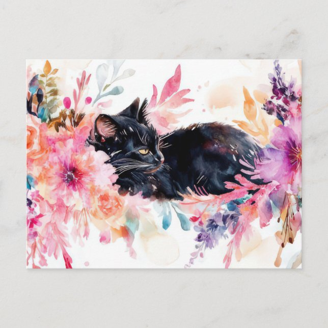 Tarjeta postal de acuarela de gato  (Anverso)