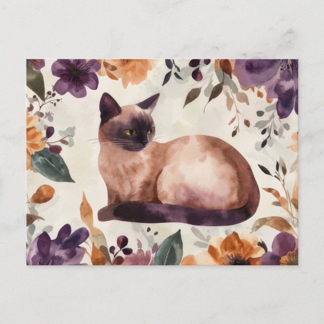 Tarjeta postal de acuarela de gato  (Anverso)