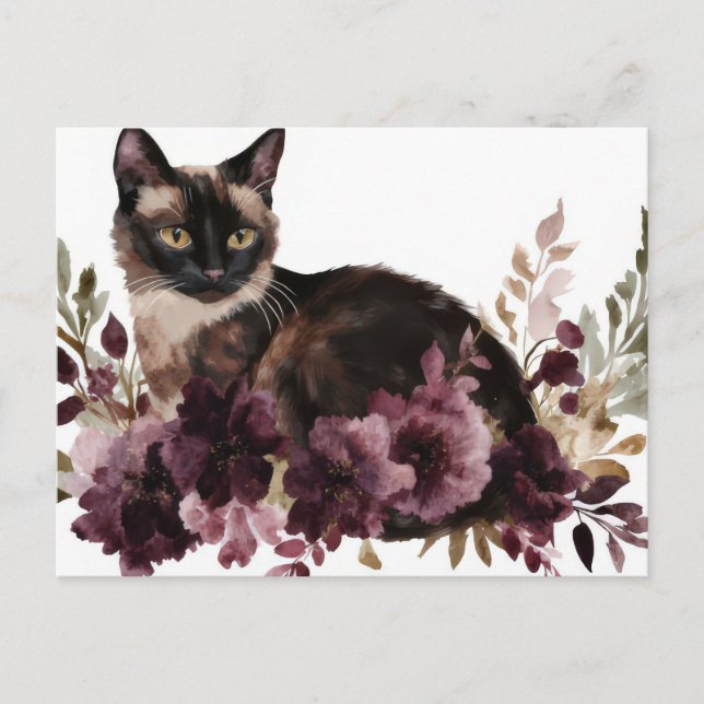 Tarjeta postal de acuarela de gato (Anverso)