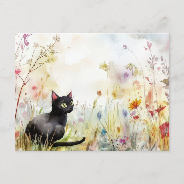 Tarjeta postal de acuarela de gato  (Anverso)