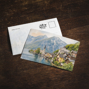 Tarjeta postal de acuarela de Hallstatt Austria