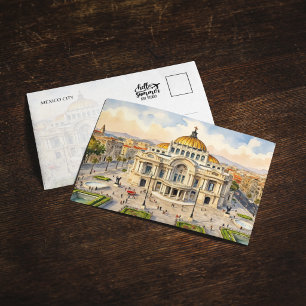 Tarjeta Postal de Acuarela de la Ciudad de México