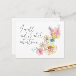 Tarjeta postal de acuarela floral Ayudo y apoyo el