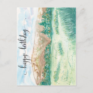 Tarjeta postal de acuarela para él, montañas de ac