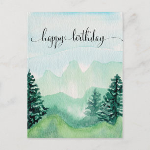 Tarjeta postal de acuarela para él, montañas de ac