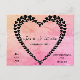 Tarjeta postal de acuarela rosa de corazones