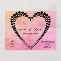 Tarjeta postal de acuarela rosa Heart by hearts