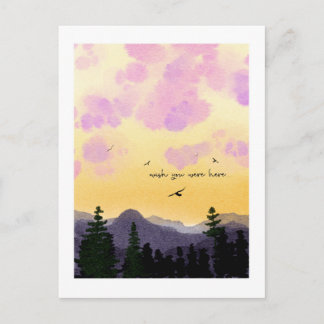 Tarjeta postal de acuarela soñadora “Ojalá estuvie