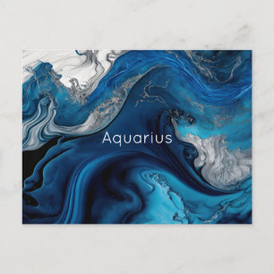 Tarjeta postal de Acuario Mármol Acuarela Zodiaco