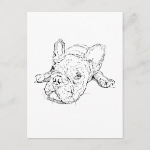 Tarjeta postal de adorable bulldog francés