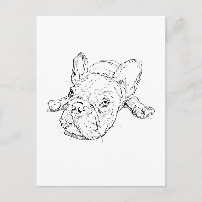 Tarjeta postal de adorable bulldog francés (Anverso)