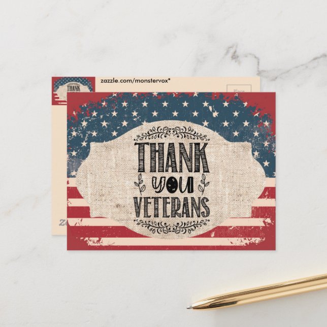 Tarjeta postal de agradecimiento a los veteranos (Anverso/Reverso In Situ)