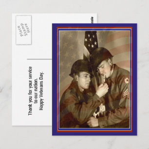 Tarjeta postal de agradecimiento a veteranos con f