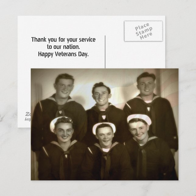 Tarjeta postal de agradecimiento a veteranos de fo (Anverso / Reverso)