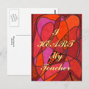 Tarjeta postal de agradecimiento "Amo a mi maestro
