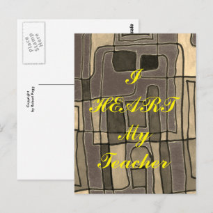 Tarjeta postal de agradecimiento "Amo a mi maestro