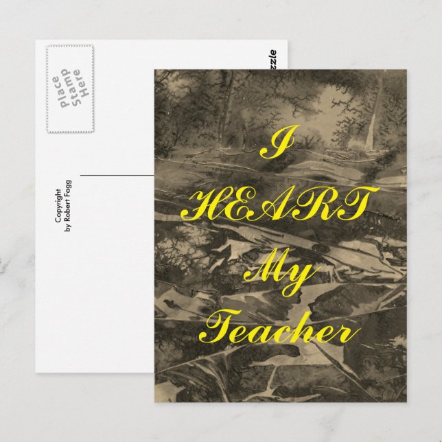 Tarjeta postal de agradecimiento "Amo a mi maestro (Anverso / Reverso)