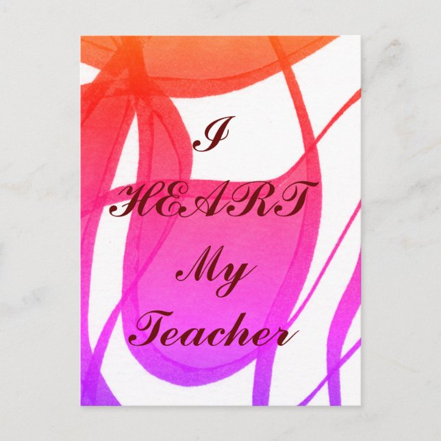 Tarjeta postal de agradecimiento "Amo a mi maestro (Anverso)