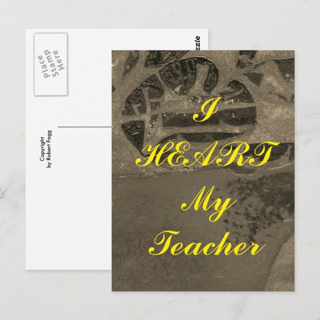 Tarjeta postal de agradecimiento "Amo a mi maestro (Anverso / Reverso)