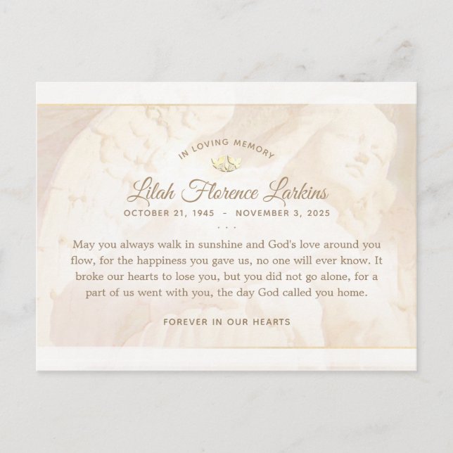 Tarjeta postal de agradecimiento Ángel de Luz de s (Anverso)