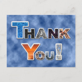 Tarjeta postal de agradecimiento azul colorida